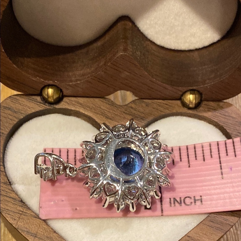Y2K Blue Halo Crystal Pendant Princess Diana Style Statement Necklace Sunburst - Picture 5 of 8